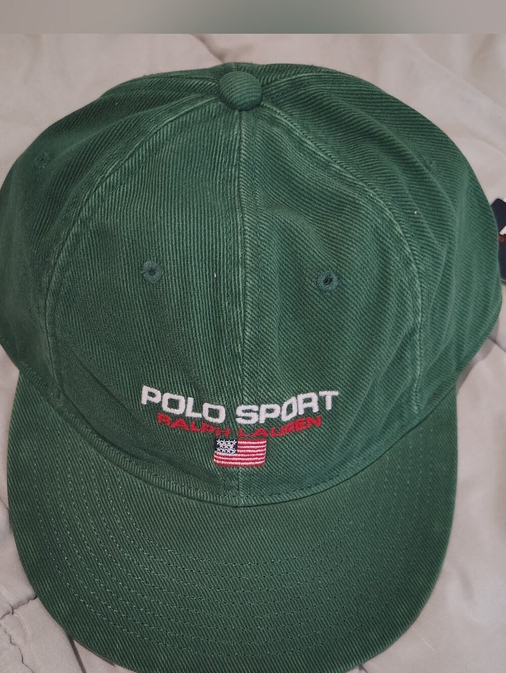 Ralph Lauren Polo Sport Forest Green Baseball Cap with Flag Embroidery NWT